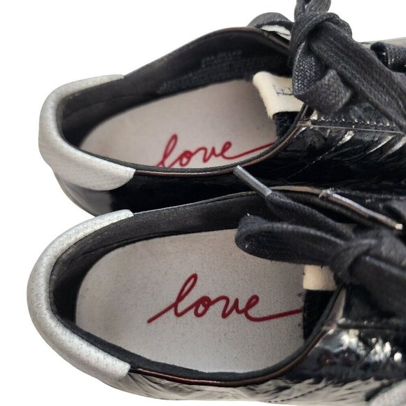 ED Ellen DeGeneres Eda-Gillen Lace-Up Leather Sneakers Black Silver 5.5 - Picture 10 of 11